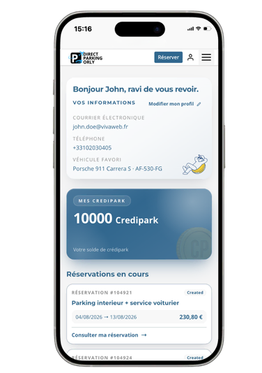 interface compte client credipark programme de fidelite direct parking orly